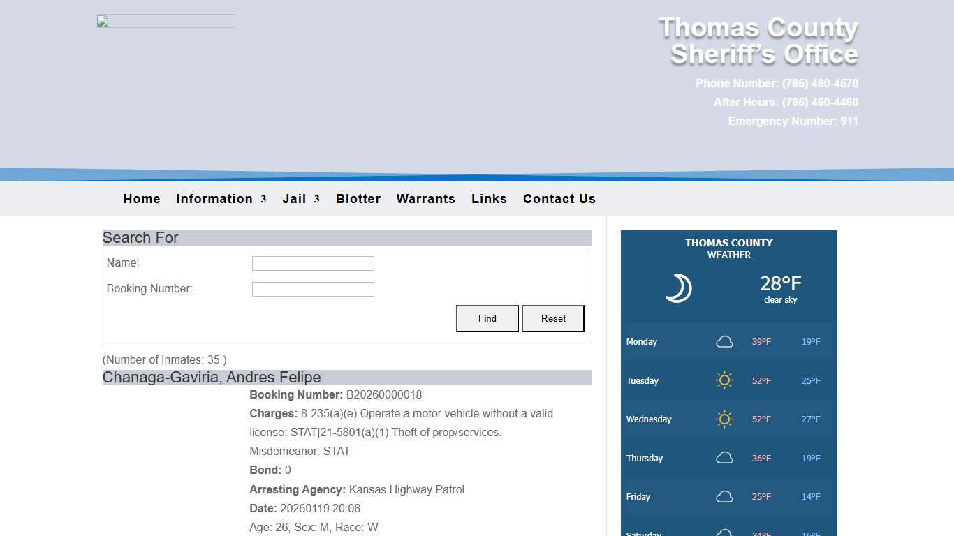 Inmates | Thomas County Sheriffs Office